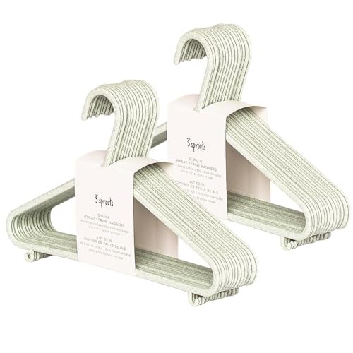 3 Sprouts Wheat Straw Plastic Hangers 30Pack EcoConscious Toddler Hangers for Child Baby Clothes Coats Kid Closet Hanger Ideal for Small Girls Boys Children Speckled Green - Image 1