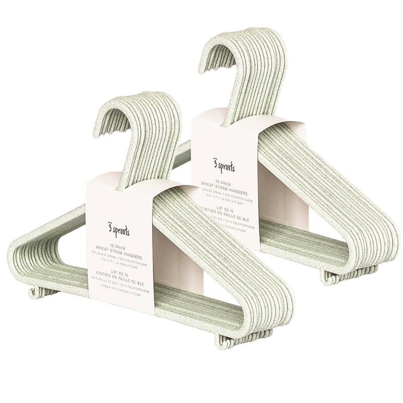 3 Sprouts Wheat Straw Plastic Hangers 30Pack EcoConscious Toddler Hangers for Child Baby Clothes Coats Kid Closet Hanger Ideal for Small Girls Boys Children Speckled Green - Image 2