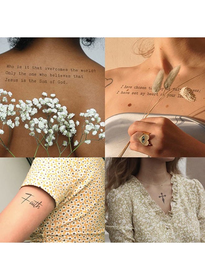 Everjoy 15 Designs Inspirational Christian Quotes Bible Verses Temporary Tattoos About Faith - 2 Sheets Powerful Scripts for Women and Men - Image 1