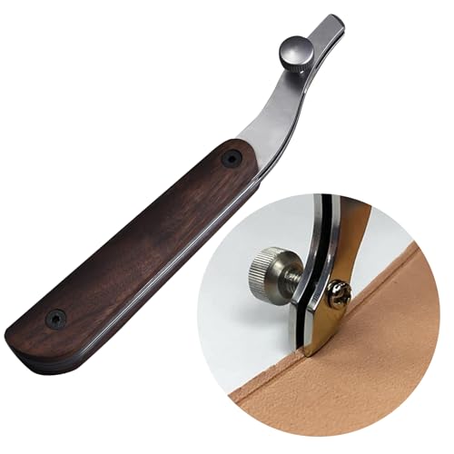 SYWAN Leather Edge Creaser Adjustable Leather Edger Creaser Wooden Handle Outside Edge Creaser Leather Craft Press Skiving Tool for Professional Leather Crafting and Working Line Width 15mm
