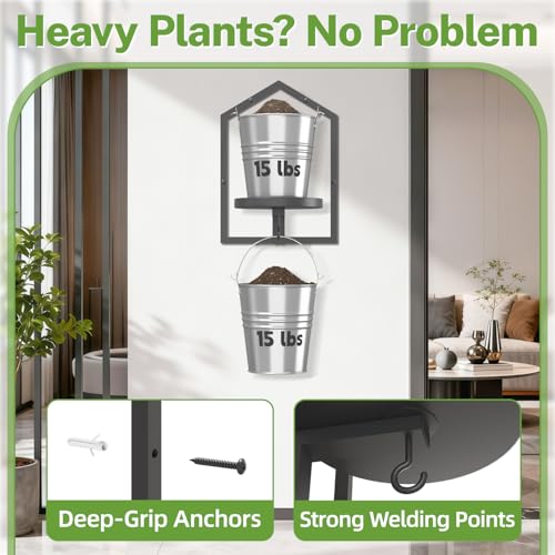 iDavosic.ly Wall Plant Picture Frame Holder Set of 2 for Indoor, Metal Stand with Hanging Hooks, Floating Flower Display Home Decor, Space Saving & Easy to Assemble (Pots/Chains/Plants Not Included) - Image 4