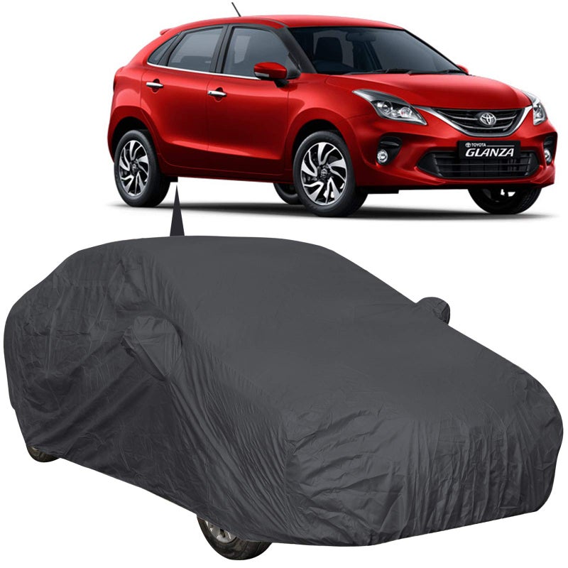 The Autostory 190 Taffeta Water Resistant Car Body Cover Compatible with Toyota Glanza with Mirror & Antenna Pockets (Grey/Navy Blue) - Image 5