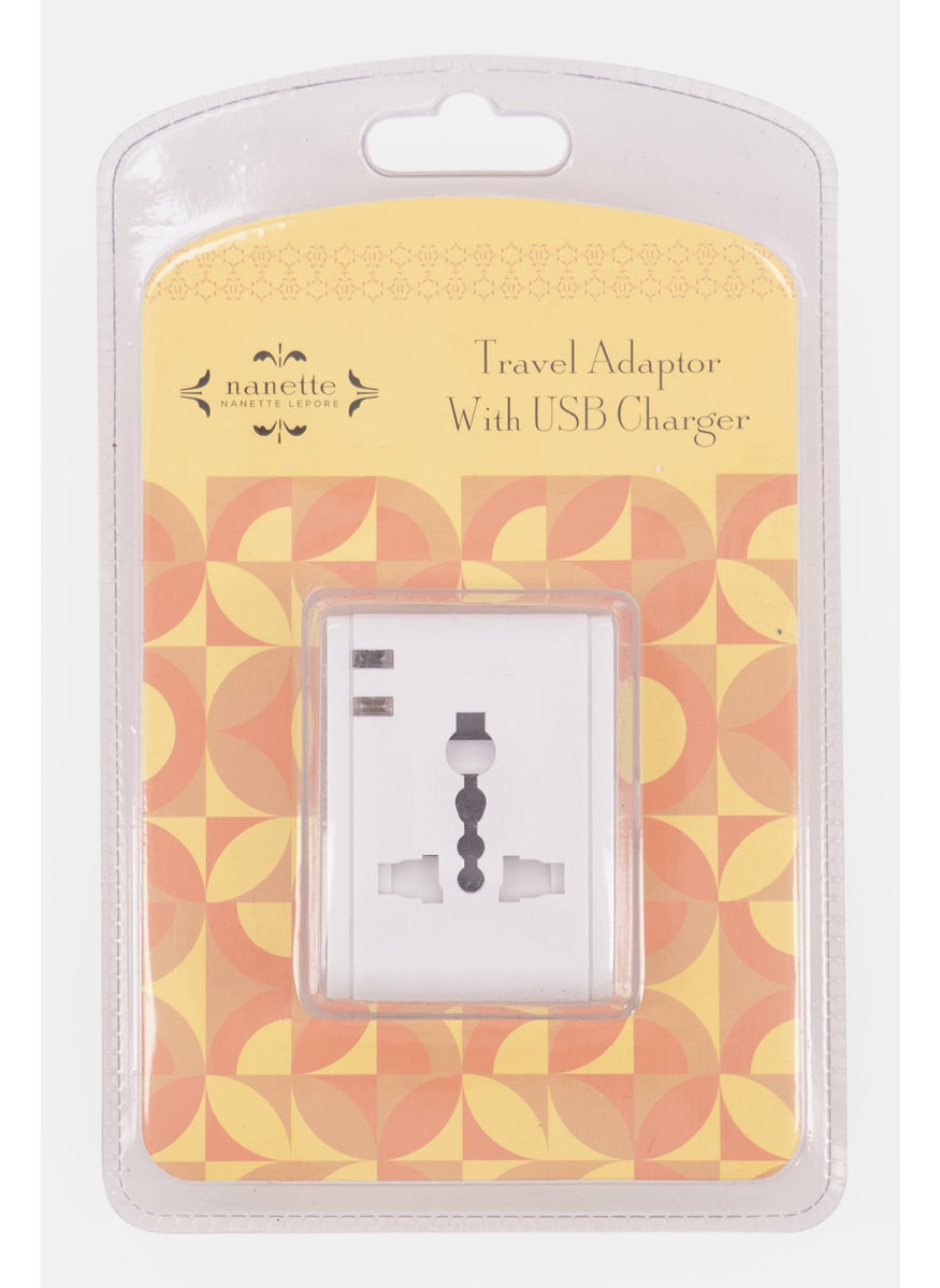 Nanette lepore - Travel Adaptor With USB Charger, White - Image 1