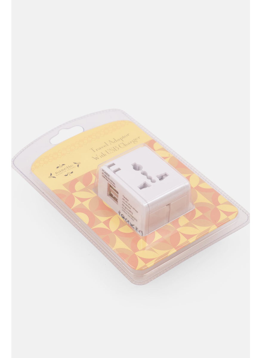 Nanette lepore - Travel Adaptor With USB Charger, White - Image 1