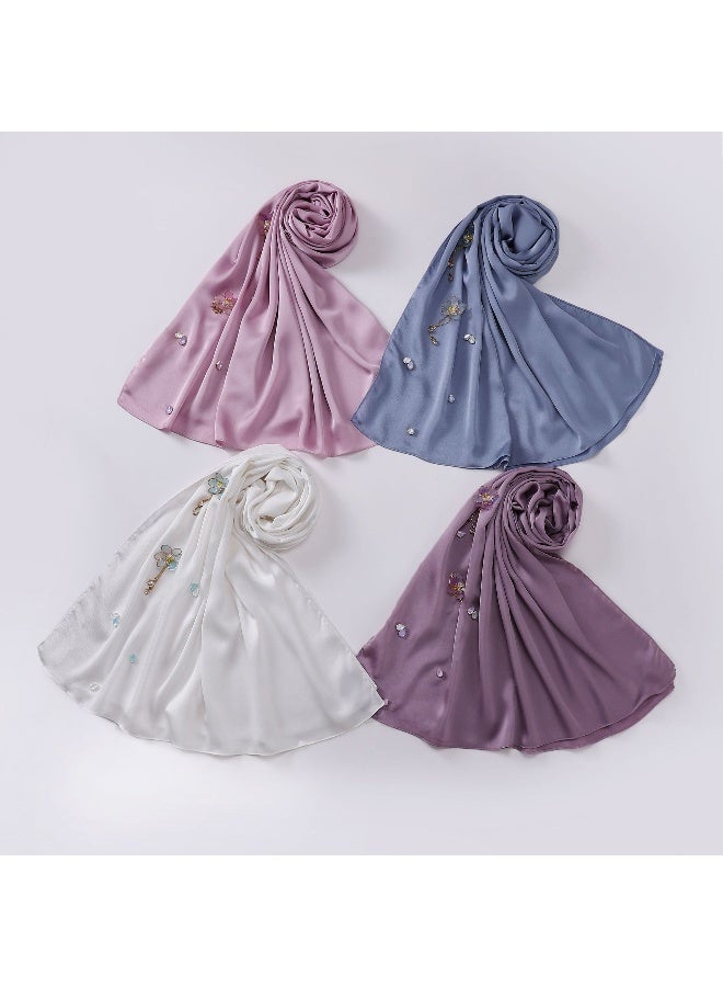 New Hand-Stitched Lotus Diamond-Embellished Chinese Style Scarf - Image 2
