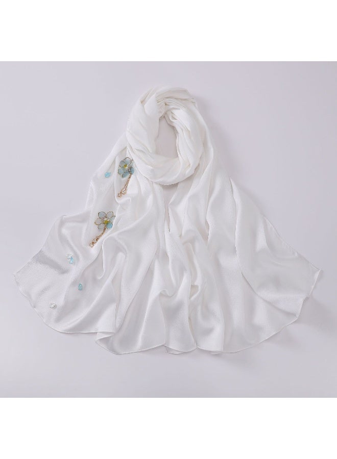 New Hand-Stitched Lotus Diamond-Embellished Chinese Style Scarf - Image 1