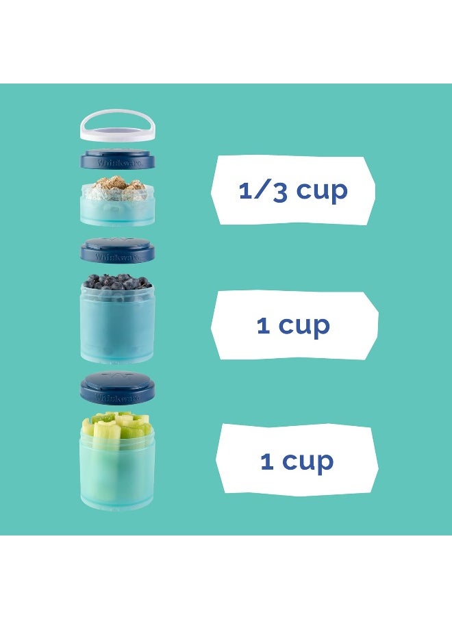 Whiskware Whiskware Containers for Toddlers and Kids 3 Stackable Snack Cups for School and Travel, 1/3 cup+1 cup+1 cup, Monsters  - Image 4
