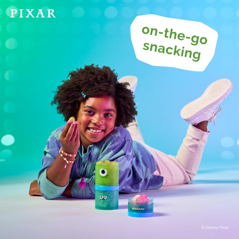 Whiskware Disney Pixar Stackable Snack Containers for Kids and Toddlers, 3 Stackable Snack Cups for School and Travel, Monsters Inc Mike Wazowski and Sulley - Image 4