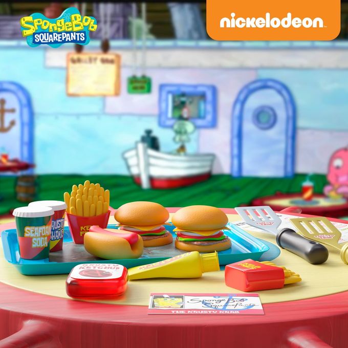 Lollipop Spongebob Kids Kitchen Playset Interactive Play Food with 2 Krabby Patty Burgers, Seafoam Shake, Kelp Fries, Spongebob Toys Kitchen Set for Kids Ages 3-5 Includes Velcro Dots - Image 2