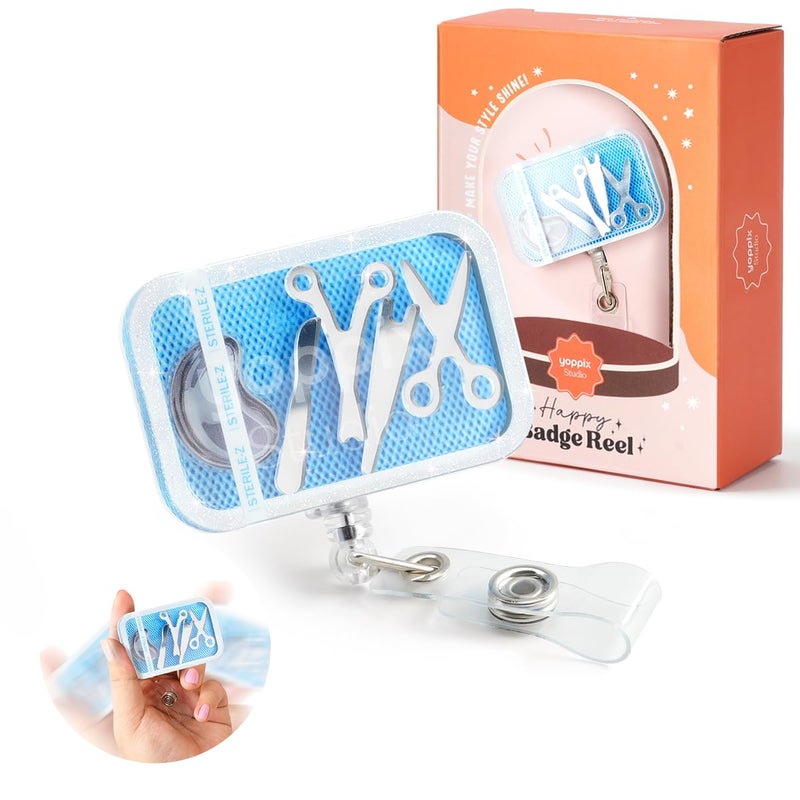 YOPPIX Surgical Operating Room Badge Reel, Funny Shaker Retractable Badge Reel for Nurses OR Surgeon Doctor Paramedic CST Medical Worker Office Womens - Image 1