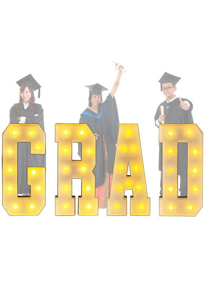 LANGXUN 3ft White Grad Letters Kit, Large LED Marquee Light Up Letters for Graduation Party Decorations 2025, Class of 2025 School Grad Party Supplies Indoor/Outdoor Home Door Décor - Image 1