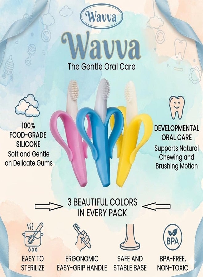 Wavva® Banana Baby Teether, Self-Soothing Pain Relief Soft Silicone Baby Teething Toys, Training Toothbrush for Babies, Toddlers, Infants, Boy and Girl, Natural Organic BPA Free Multi-Color. - Image 2