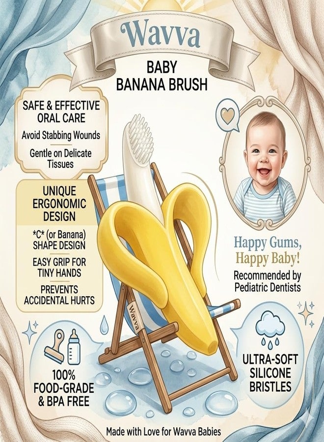 Wavva® Banana Baby Teether, Self-Soothing Pain Relief Soft Silicone Baby Teething Toys, Training Toothbrush for Babies, Toddlers, Infants, Boy and Girl, Natural Organic BPA Free Multi-Color. - Image 5