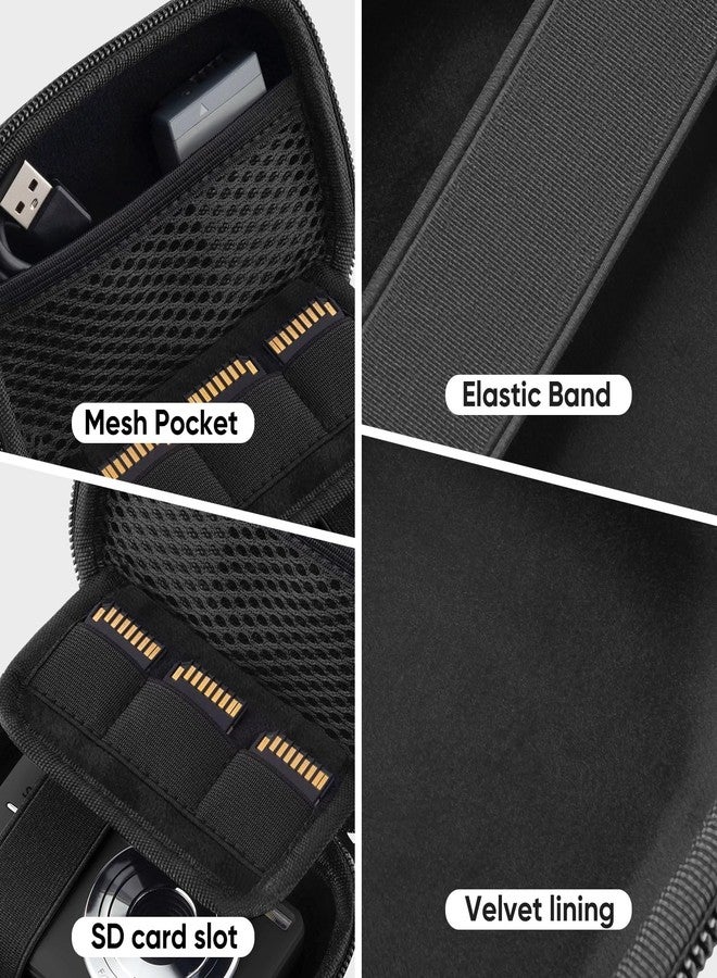 TYSORETY Camera Case for Digital Camera CAMKORY DC403 FHD 1080P/ KODAK PIXPRO FZ55/ FZ45, Small Travel Compact Camera Holder with Mesh Pocket for Accessories SD Card (Black) - Image 5