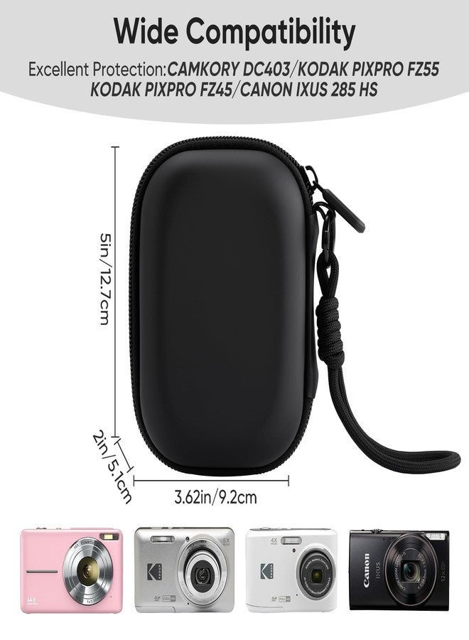 TYSORETY Camera Case for Digital Camera CAMKORY DC403 FHD 1080P/ KODAK PIXPRO FZ55/ FZ45, Small Travel Compact Camera Holder with Mesh Pocket for Accessories SD Card (Black) - Image 2
