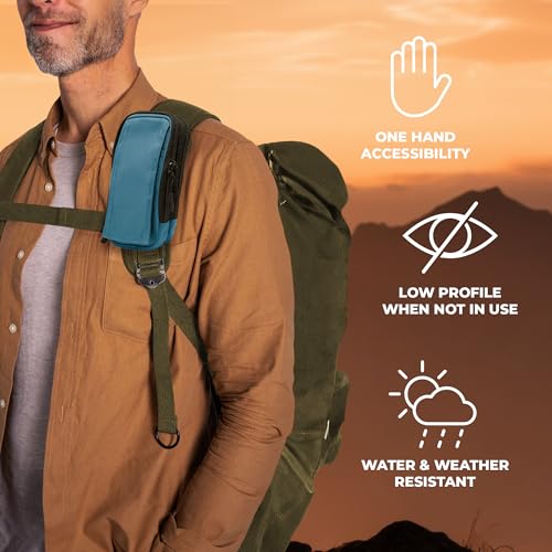Clakit XL Strap Pack Travel Pouch, Double Zipper Passport Holder - Multi Pocket Organizer Cellphone Pouch with Clip, Backpack Accessories for Everyday Carry Hiking Travel Wallet - Blue - Image 5