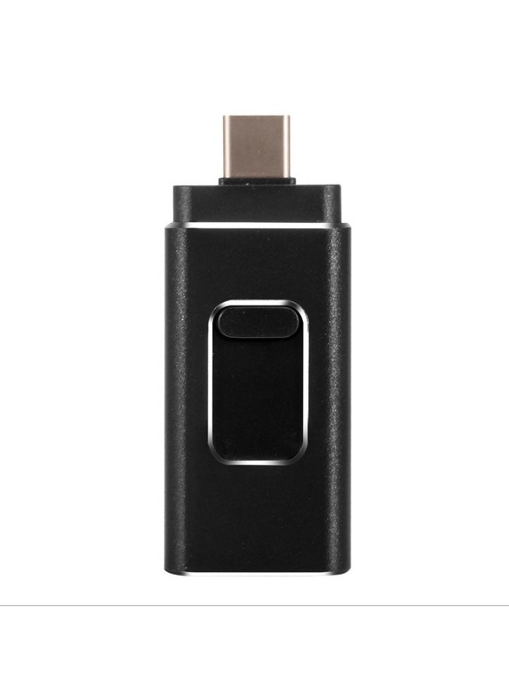 AROAQ 16GB USB Flash Drive, Shock Proof 3-in-1 External USB Flash Drive, Safe And Stable USB Memory Stick, Convenient And Fast Metal Body Flash Drive, Black Color (Type-C Interface + apple Head + USB)  - Image 1