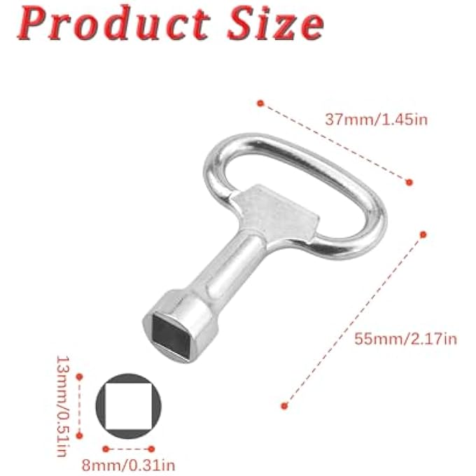 SQUARE KEY SOCKET SPANNER SET OF 4 SQUARE SPANNER SOCKET SPANNER UNIVERSAL FOR GAS WATER METER BOX SILVER - Image 3