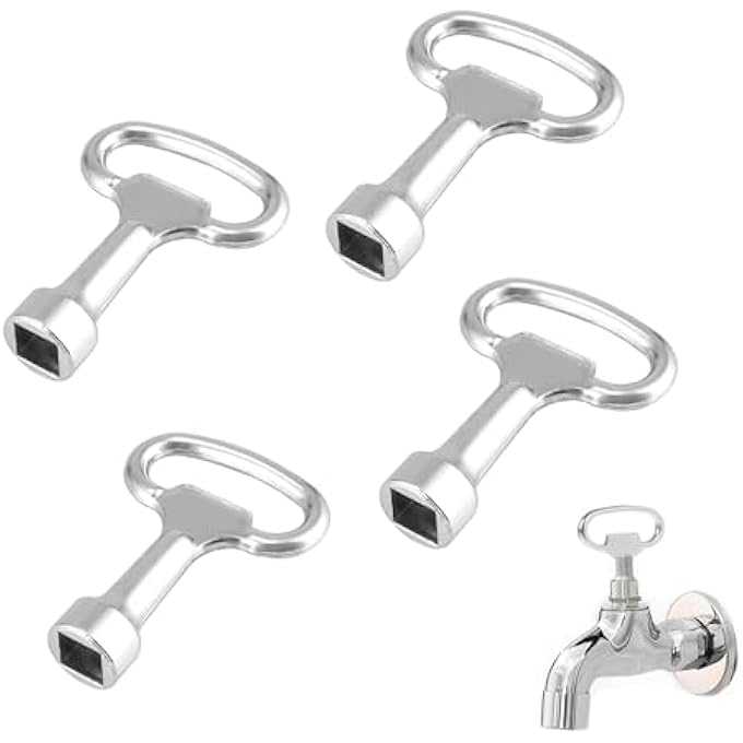 SQUARE KEY SOCKET SPANNER SET OF 4 SQUARE SPANNER SOCKET SPANNER UNIVERSAL FOR GAS WATER METER BOX SILVER - Image 1