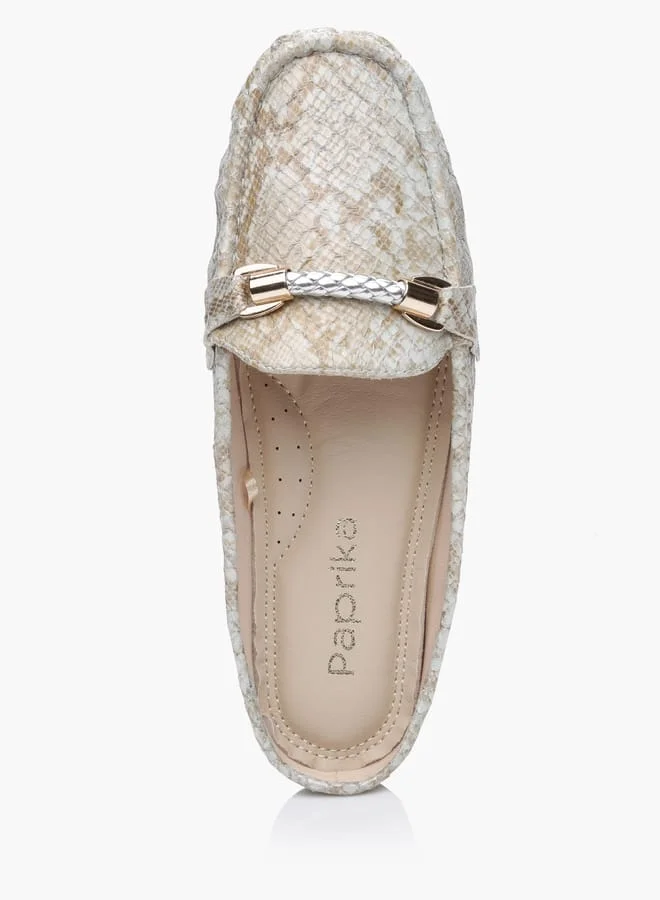 Paprika Women Snake Texture Slip-On Loafers