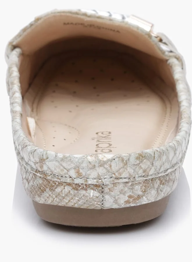 Paprika Women Snake Texture Slip-On Loafers