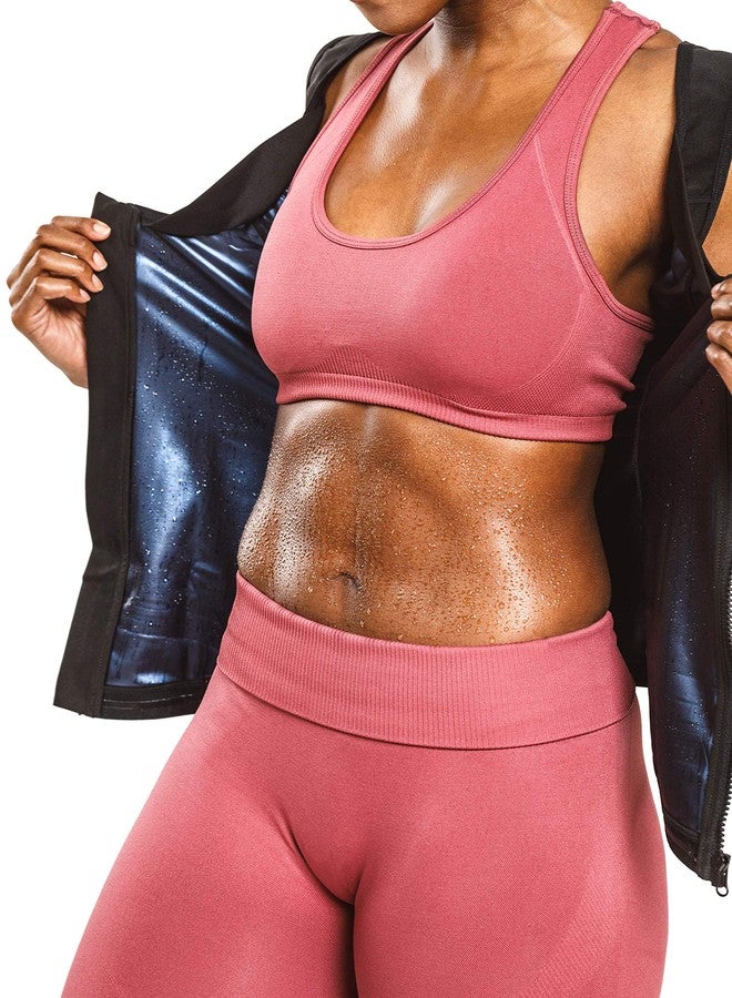 Sweat Shaper Women's Sauna Shirt Zip Tank for Gym, Exercise Sauna Suit (Black, S/M) - Image 4
