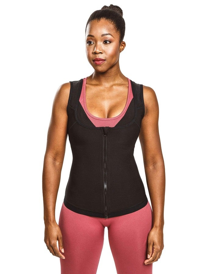 Sweat Shaper Women's Sauna Shirt Zip Tank for Gym, Exercise Sauna Suit (Black, S/M) - Image 2
