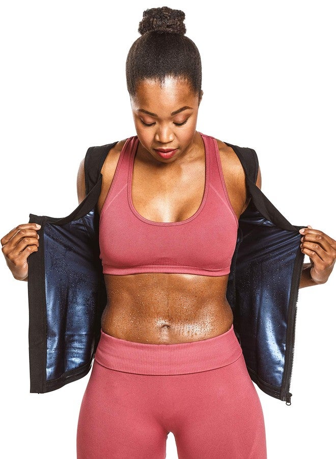 Sweat Shaper Women's Sauna Shirt Zip Tank for Gym, Exercise Sauna Suit (Black, S/M) - Image 1
