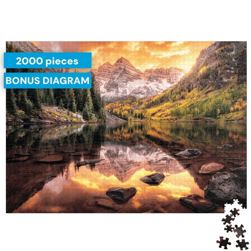 Buffalo Games - Maroon Lake Reflections - Joshua Snow - 2000 Piece Jigsaw Puzzle for Adults - Scenic Nature Puzzle, Challenging Mountain Landscape, Bonus Poster Included, Finished Size 38.50 x 26.50 - Image 3
