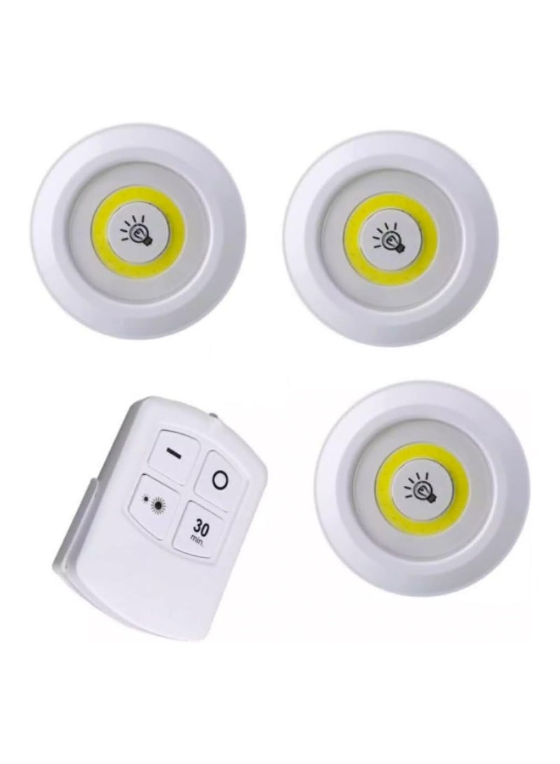 مجموعة من 3 مصابيح LED مع جهاز تحكم عن بعد، وسطوع قابل للتعديل، ومؤقت إيقاف تلقائي مع جهاز تحكم عن بعد وسهولة التجميع بدون أسلاك مع لاصق... - Image 1