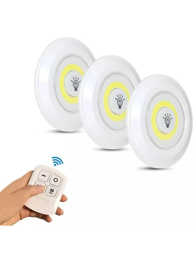 مجموعة من 3 مصابيح LED مع جهاز تحكم عن بعد، وسطوع قابل للتعديل، ومؤقت إيقاف تلقائي مع جهاز تحكم عن بعد وسهولة التجميع بدون أسلاك مع لاصق... - Image 3