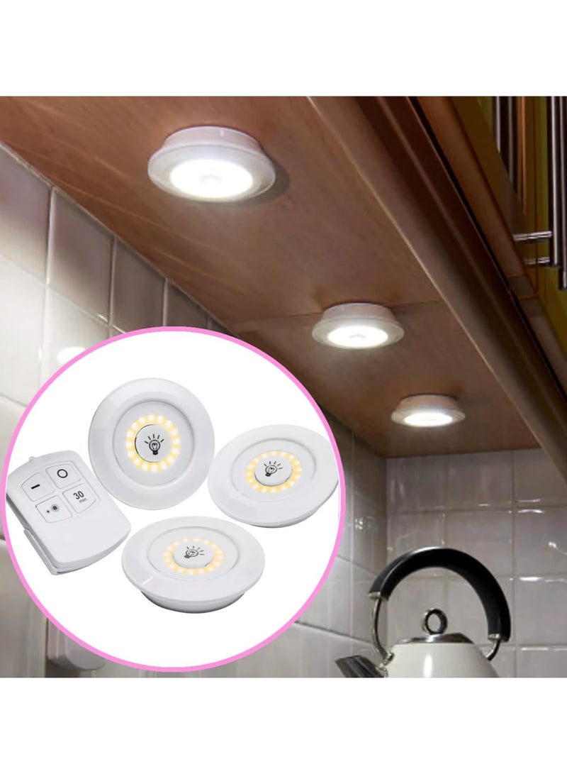 مجموعة من 3 مصابيح LED مع جهاز تحكم عن بعد، وسطوع قابل للتعديل، ومؤقت إيقاف تلقائي مع جهاز تحكم عن بعد وسهولة التجميع بدون أسلاك مع لاصق... - Image 2