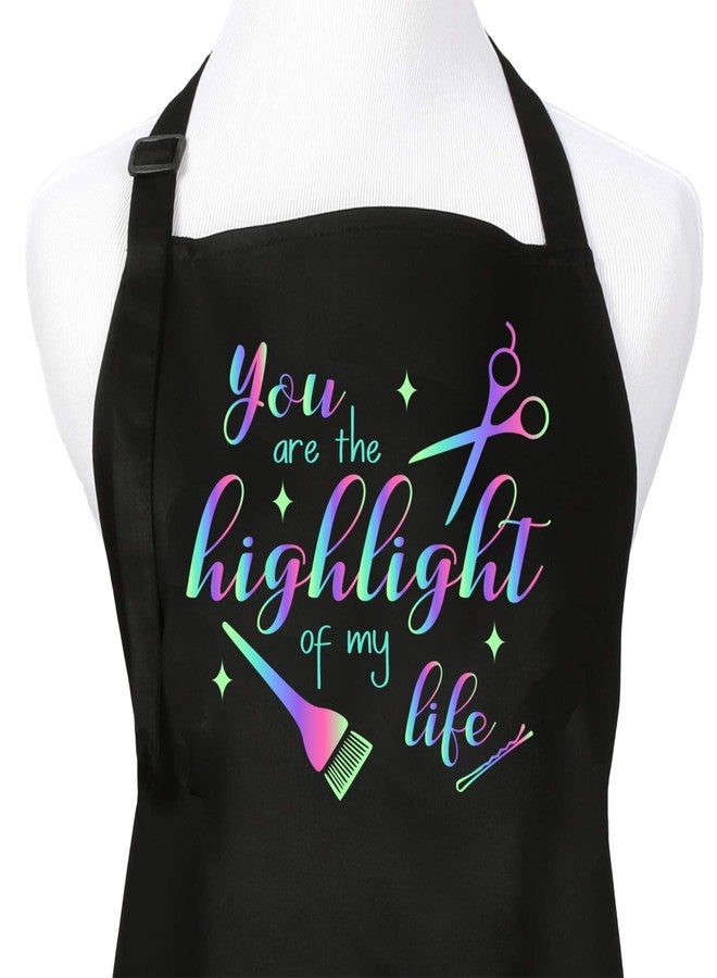 Plum Hill You Are the Highlight of My Life Colorful Screen Printed Hair Stylist Bib Apron for Professional Salons or Home Hair Cutting, Long Ties Adjustable Neck with Pockets, Candy Coating - Image 1