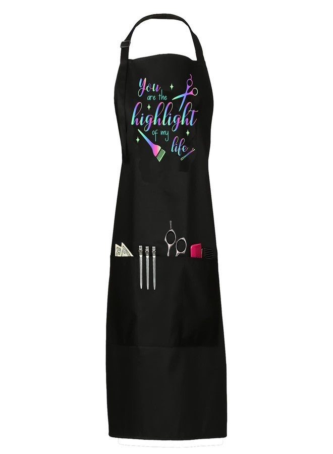 Plum Hill You Are the Highlight of My Life Colorful Screen Printed Hair Stylist Bib Apron for Professional Salons or Home Hair Cutting, Long Ties Adjustable Neck with Pockets, Candy Coating - Image 3