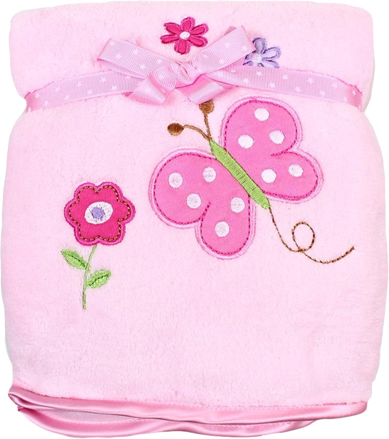 Spasilk Baby-Girls Newborn Extra Thick Plush Blanket with Satin Trim - Image 1