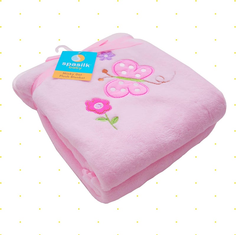 Spasilk Baby-Girls Newborn Extra Thick Plush Blanket with Satin Trim - Image 3