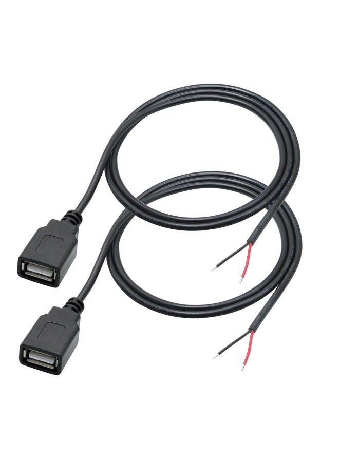 Maixbomr 2Pcs USB A Female Plug 2Pin Bare Wire,1M/3FT USB 2.0 Female Pigtail Open End Power Cable 22AWG,for 5V/3A USB Equipment Installed or DIY Replace Repair Cable - Image 1