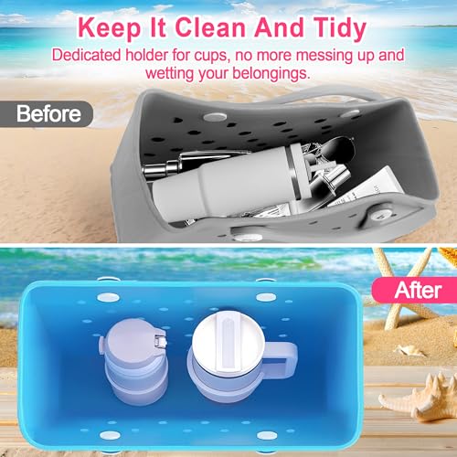 Oudizz Bogg Bag Cup Holder for 30oz 40oz Stanley, Adjustable Insert Drink Holder Compatible with Bogg Bag/Simply Southern Beach Tote Bag, Water Bottle Holder Attachment for Bogg Bag Accessories - Image 5