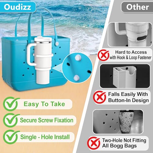 Oudizz Bogg Bag Cup Holder for 30oz 40oz Stanley, Adjustable Insert Drink Holder Compatible with Bogg Bag/Simply Southern Beach Tote Bag, Water Bottle Holder Attachment for Bogg Bag Accessories - Image 2