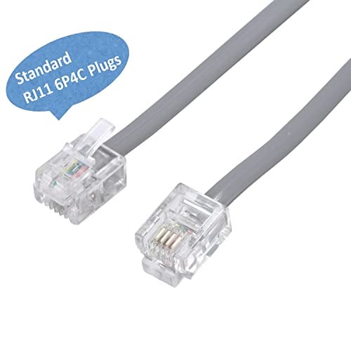 LanSenSu Telephone landline Extension Cord Cable Cord with Standard RJ-11 6P4C Plug (3Ft-3Pack, Silver) - Image 3