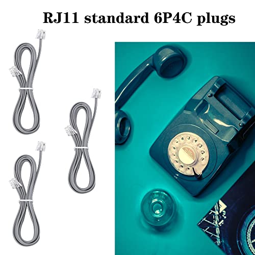 LanSenSu Telephone landline Extension Cord Cable Cord with Standard RJ-11 6P4C Plug (3Ft-3Pack, Silver) - Image 5
