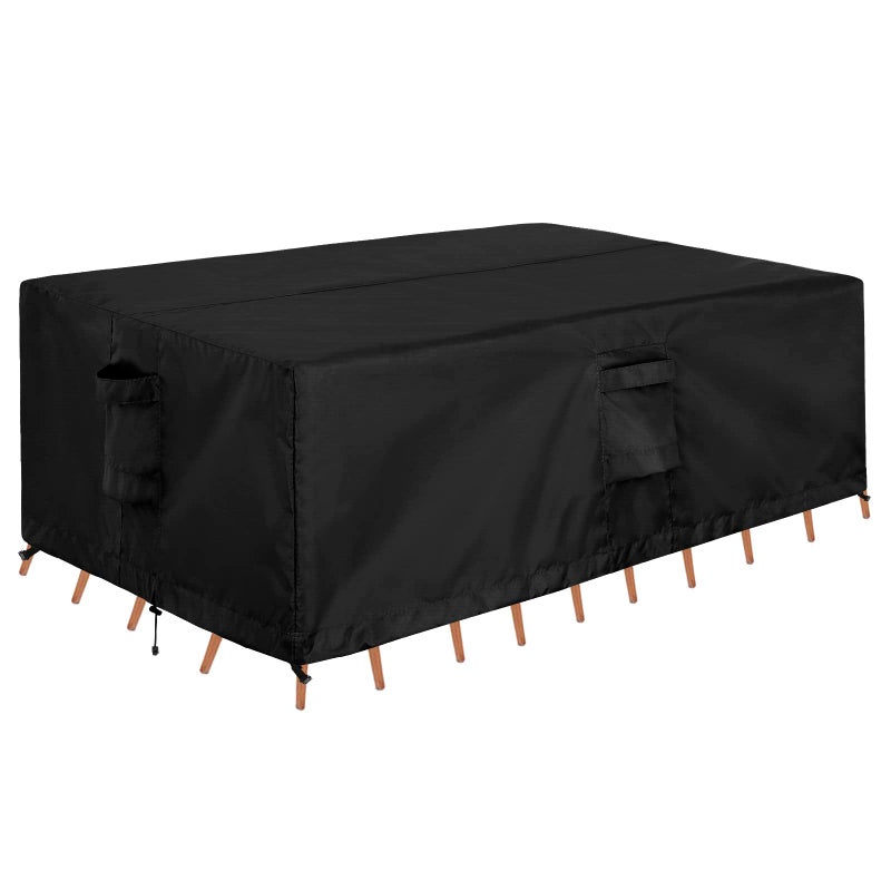 OutdoorLines Outdoor Waterproof Patio Table Furniture Set Covers Rectangle Couch Sectional Cover Outside Weatherproof Patio Furniture Covering for Deck Lawn and Backyard 110L x 84W x 28H Black