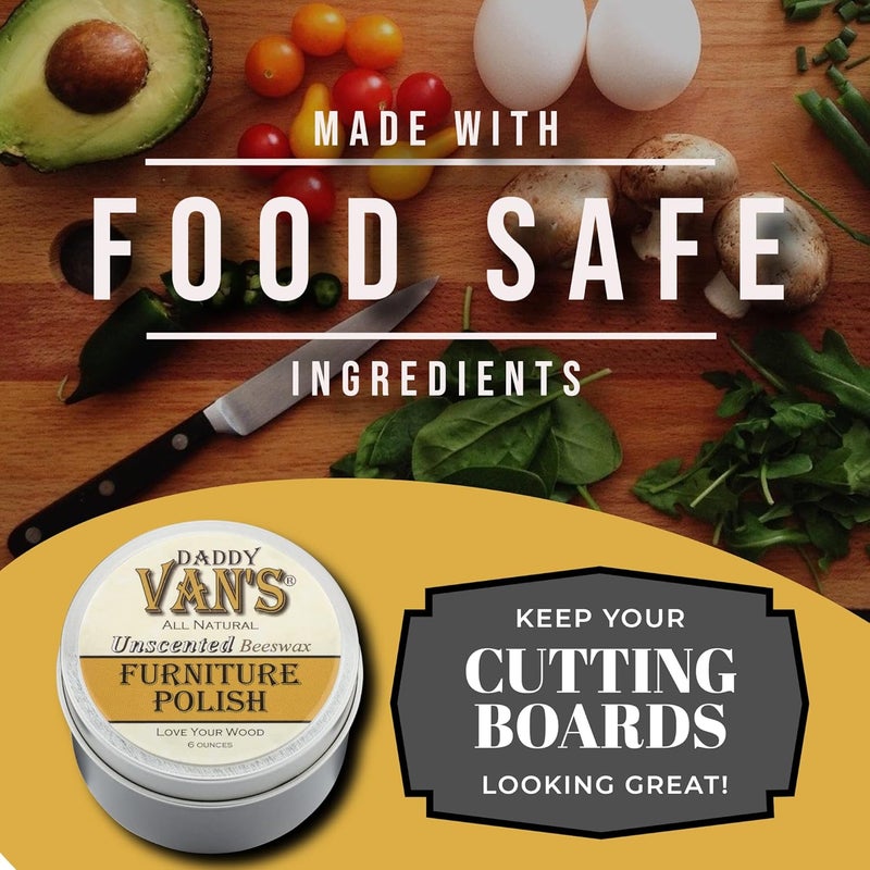 Daddy Van's All Natural Unscented Beeswax Furniture Polish - Food Safe Wood Conditioning Salve for Furniture, Cabinets, Antiques, and Butcher Block - Image 4