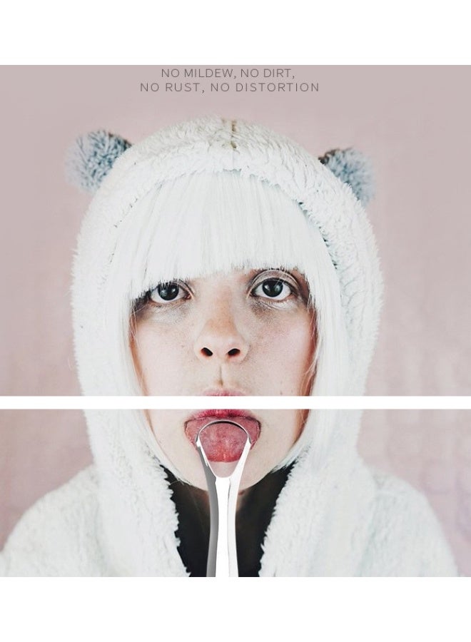 2PCS,Stainless Steel Tongue Cleaner - Tongue Scraper/Brush, Bad Breath Removal Tool - Image 3