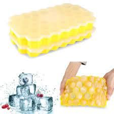 ICEBURG Silicon Ice Cube Trays for Freezerwith Lids BPA Free Flexible Washable Soft Useful in Drink Wines Choco Aloevera Cubes Big Sized 37 Cavity Youngster Yellow 2