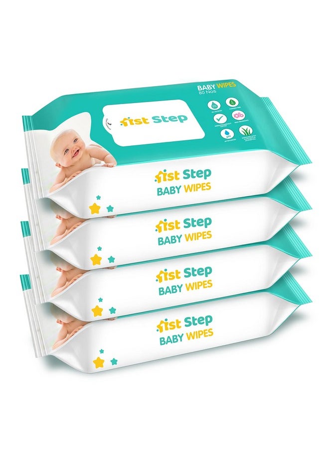 1st Step - Baby Wet Wipes Enriched With Aloe-Vera And Jojoba Oil (80Pcs, Pack Of 4) - Image 1