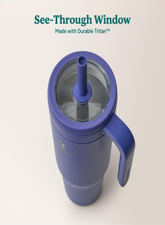 REDUCE Chiller Vacuum Insulated 40 oz Tumbler with Spill-Proof Silicone Straw - Sustainable Tritan Lid with Water Intake Markers - Soft Sit Base Travel Mug - Dishwasher Safe - Future Dusk - Image 4