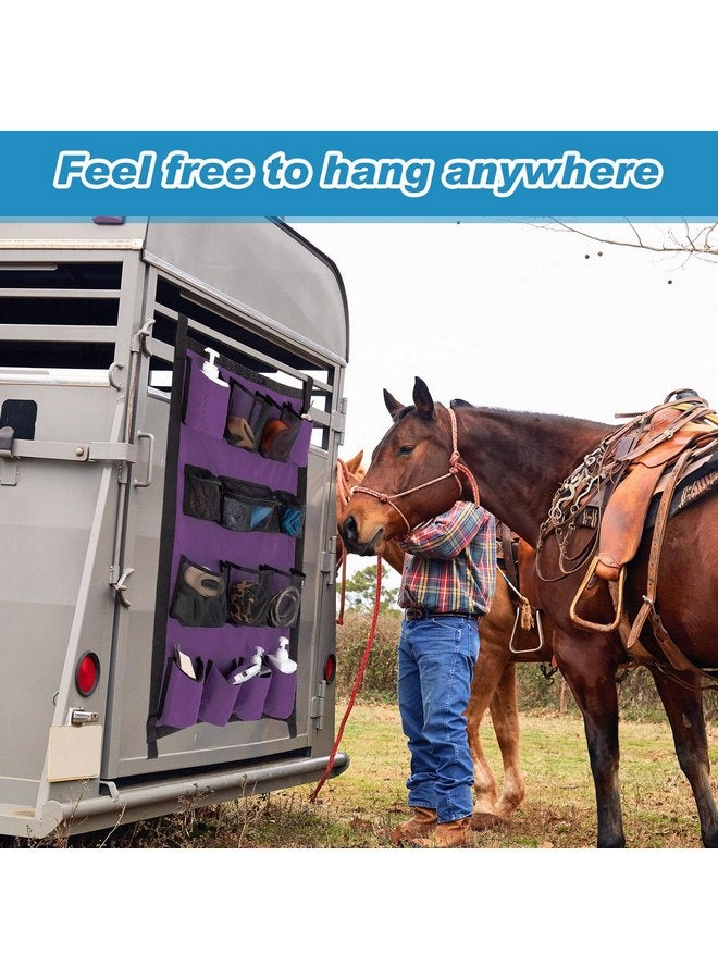 Riakrum 2 Pcs Horse Trailer Grooming Bag Hanging Trailer Door Caddy Horse Trailer Organizer Horse Trailer Storage, 2 Colors (Fresh,39 x 23 Inch) - Image 5