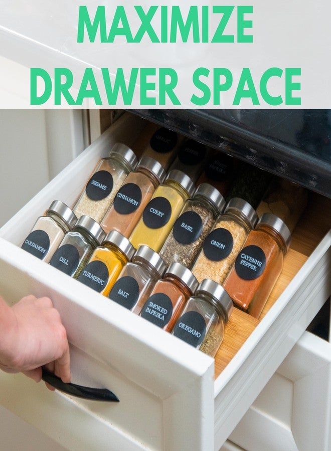 Ketumal Adjustable Expandable Spice Rack Organizer for Drawer, 4pcs 4 Tiers Kitchen Countertop Cabinet Storage, 13''W x18''D, Teak Wood Tiered Shelf - Image 4