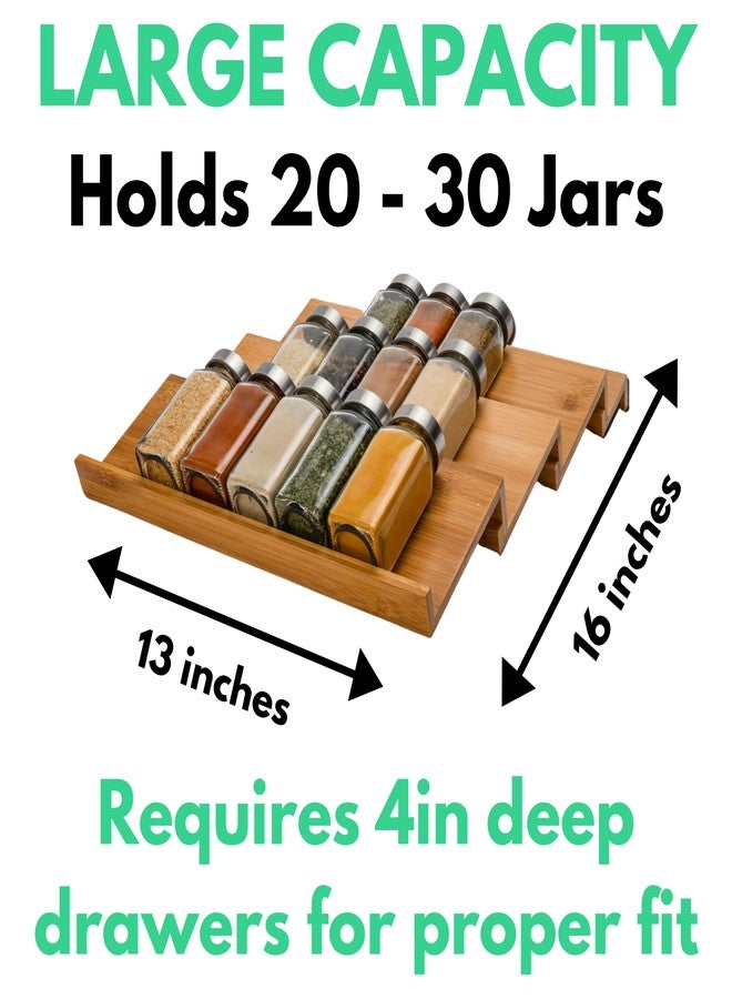 Ketumal Adjustable Expandable Spice Rack Organizer for Drawer, 4pcs 4 Tiers Kitchen Countertop Cabinet Storage, 13''W x18''D, Teak Wood Tiered Shelf - Image 3